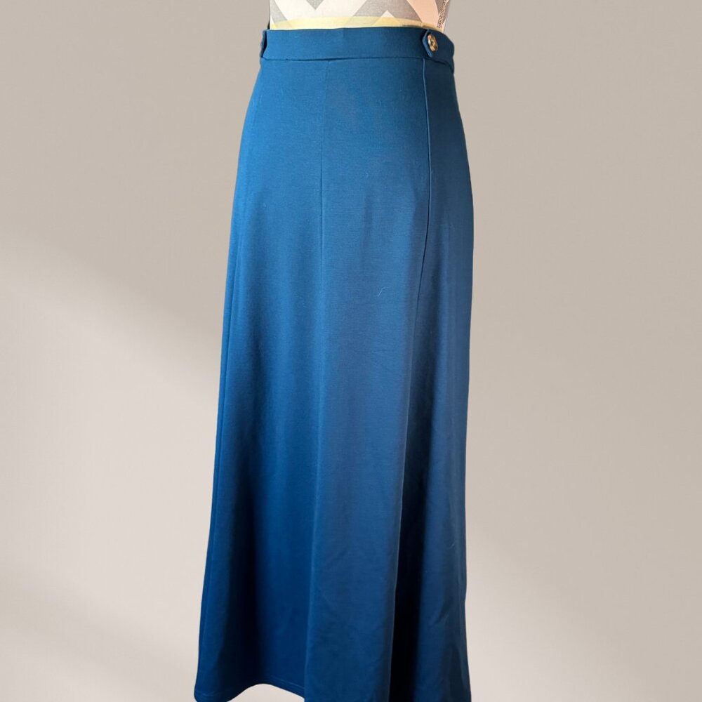 EUC - Size Med - Button Waist Teal Maxi Skirt by Christopher & Banks